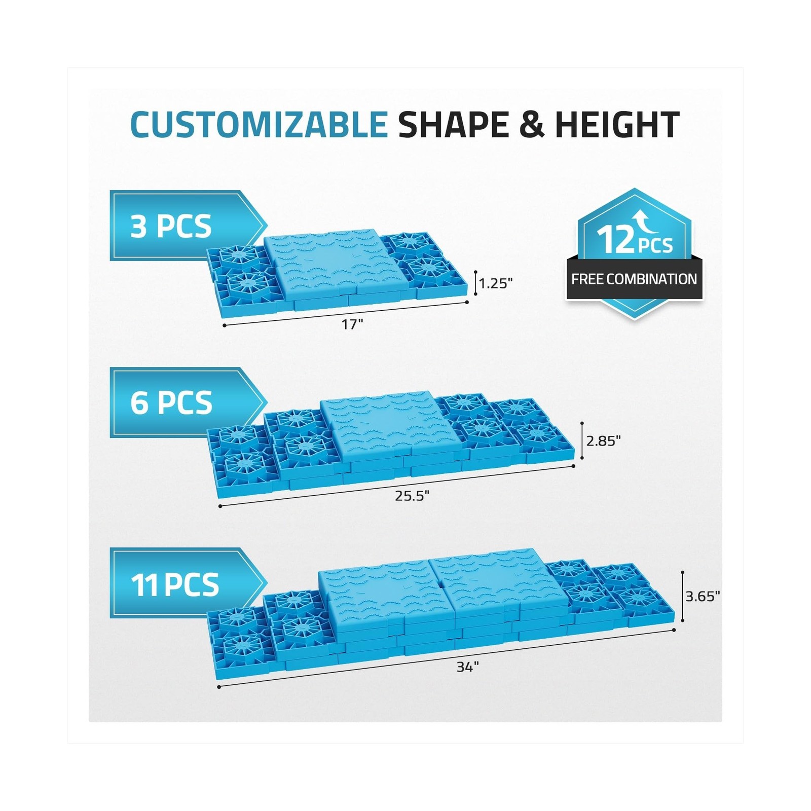 PAULINN RV Leveling Blocks 12 Pack, Heavy Duty Camper Leveling Blocks with 2 …