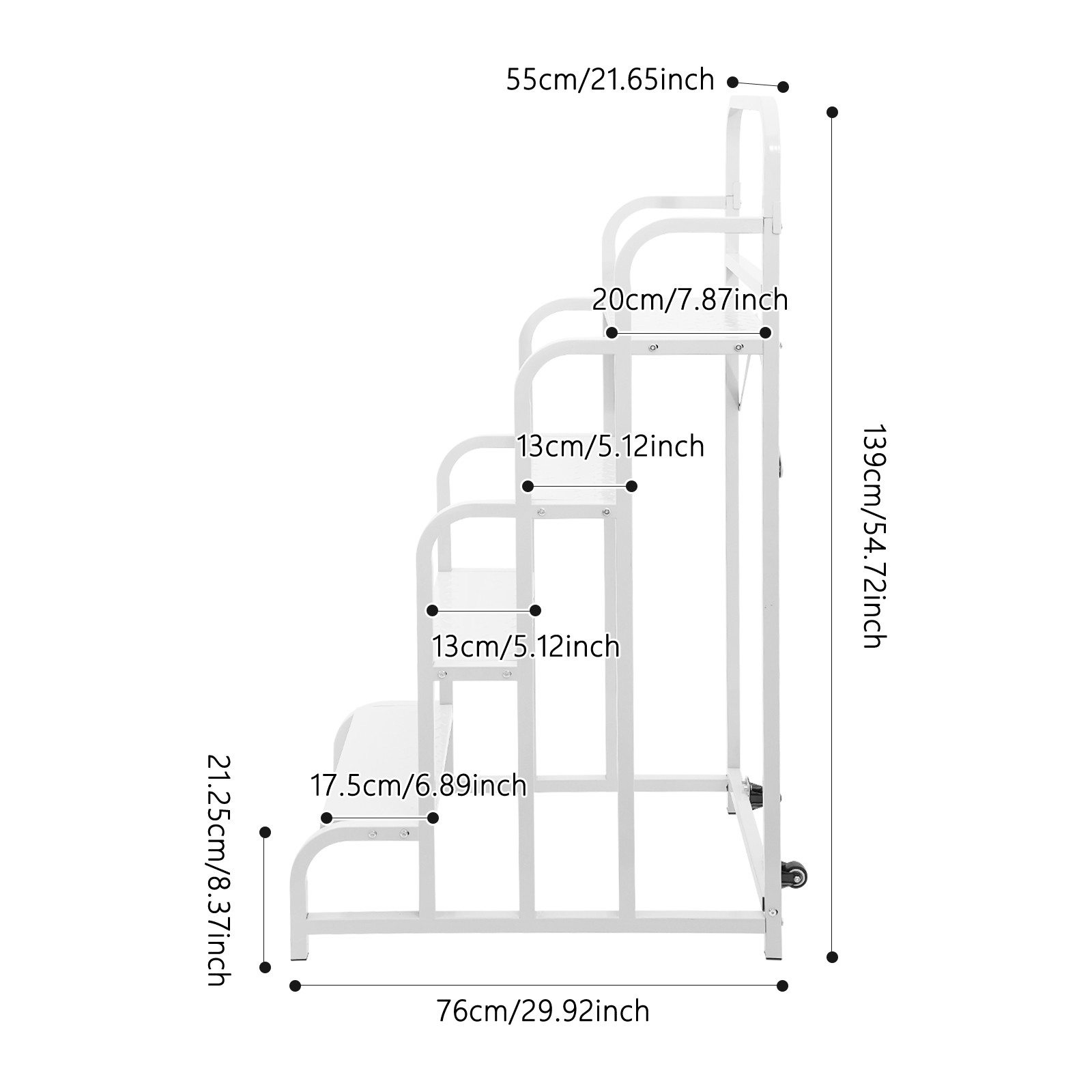 White Stair With Wheels Industrial & Warehouse 4-step Stair Rolling Stair