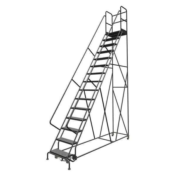 NEW! Tri-Arc 186 in H Steel Rolling Ladder, 15 Step Serrated, 450lb Load Cap!!