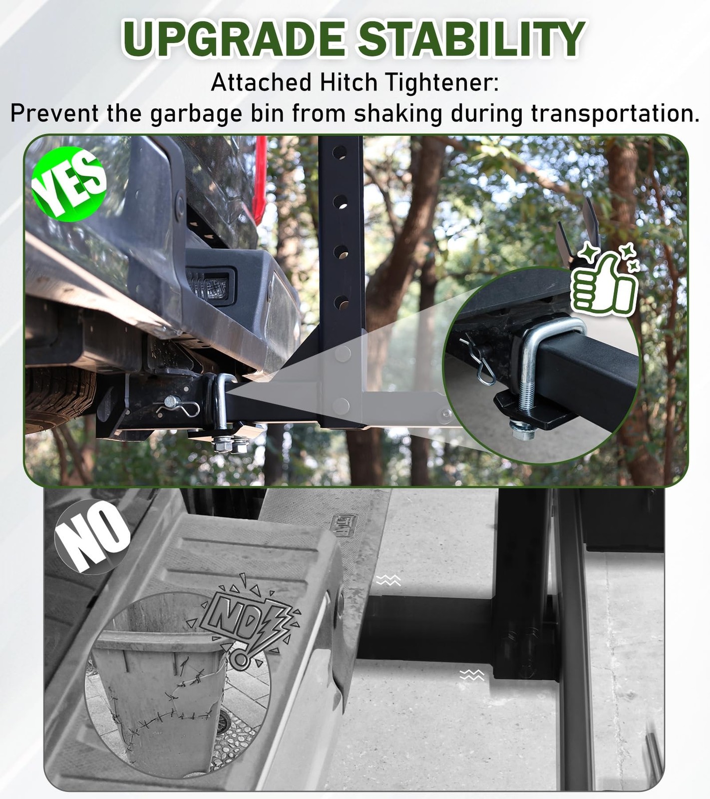 ELITEWILL New Trash Can Hauler Hitch Trash Can Transporter,Wheeled Garbage Ca…