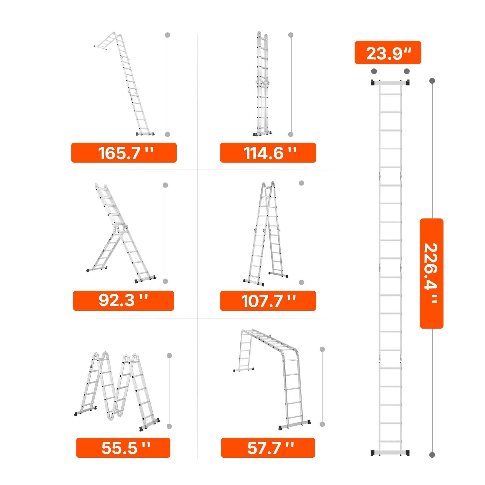 Multi – Purpose Folding Ladder, 7 – in – 1 Tall Extension Step Ladder, A Frame 5