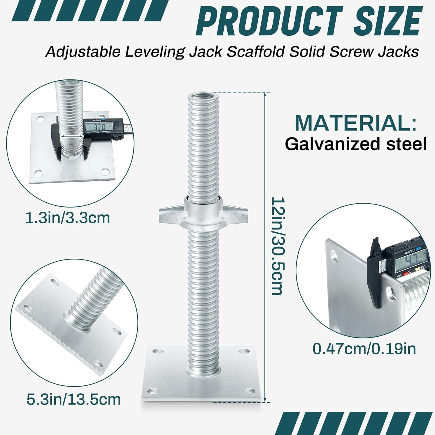 4-Pack 12-Inch Adjustable Leveling Jacks for Sturdy Baker Style Scaffolding