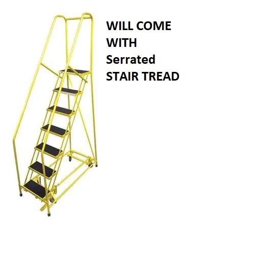 NEW! Cotterman 100 in H Steel Rolling Ladder, 7 Steps Yellow, 450 lb Load Cap!!