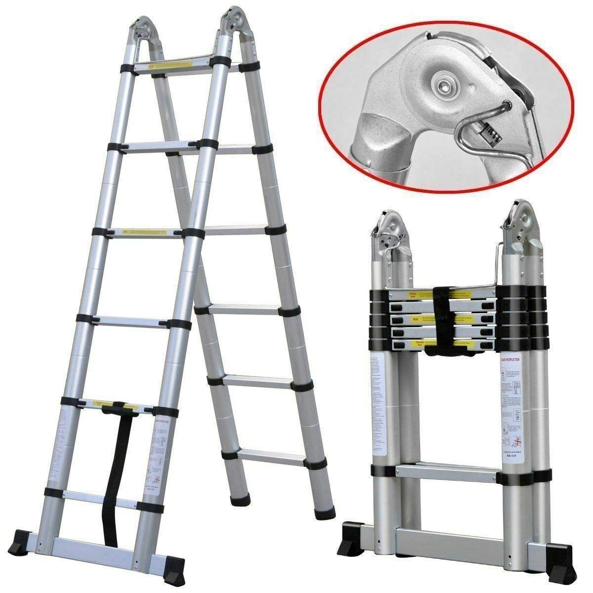 Jupitor Aluminum Telescoping 12.5FT – 3.8M(1.9+1.9m), Silver” Or “Aluminum