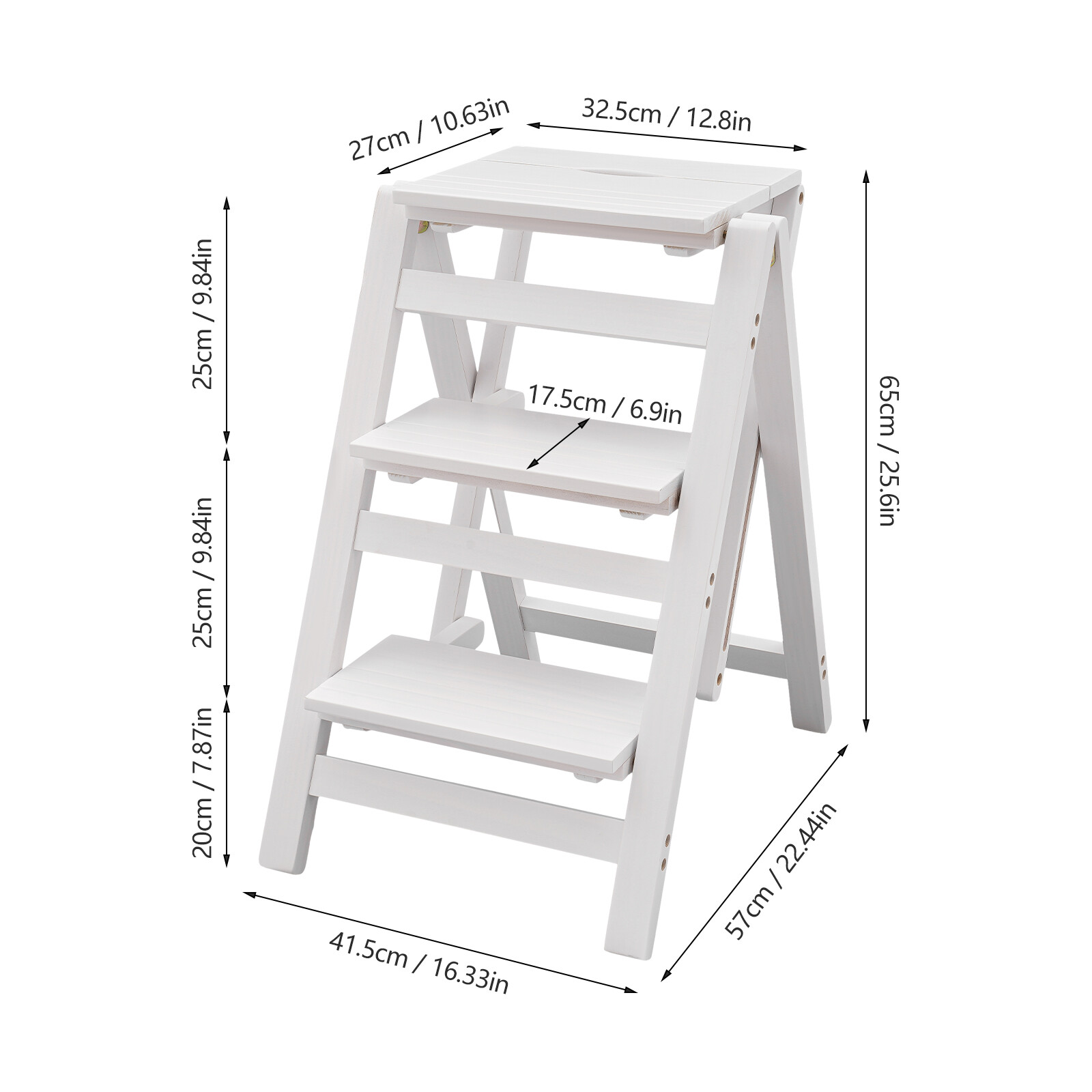 Trapezoidal Step Stool, 3 Step Ladder, Folding Step Stool 22.44*16.33*25.6in
