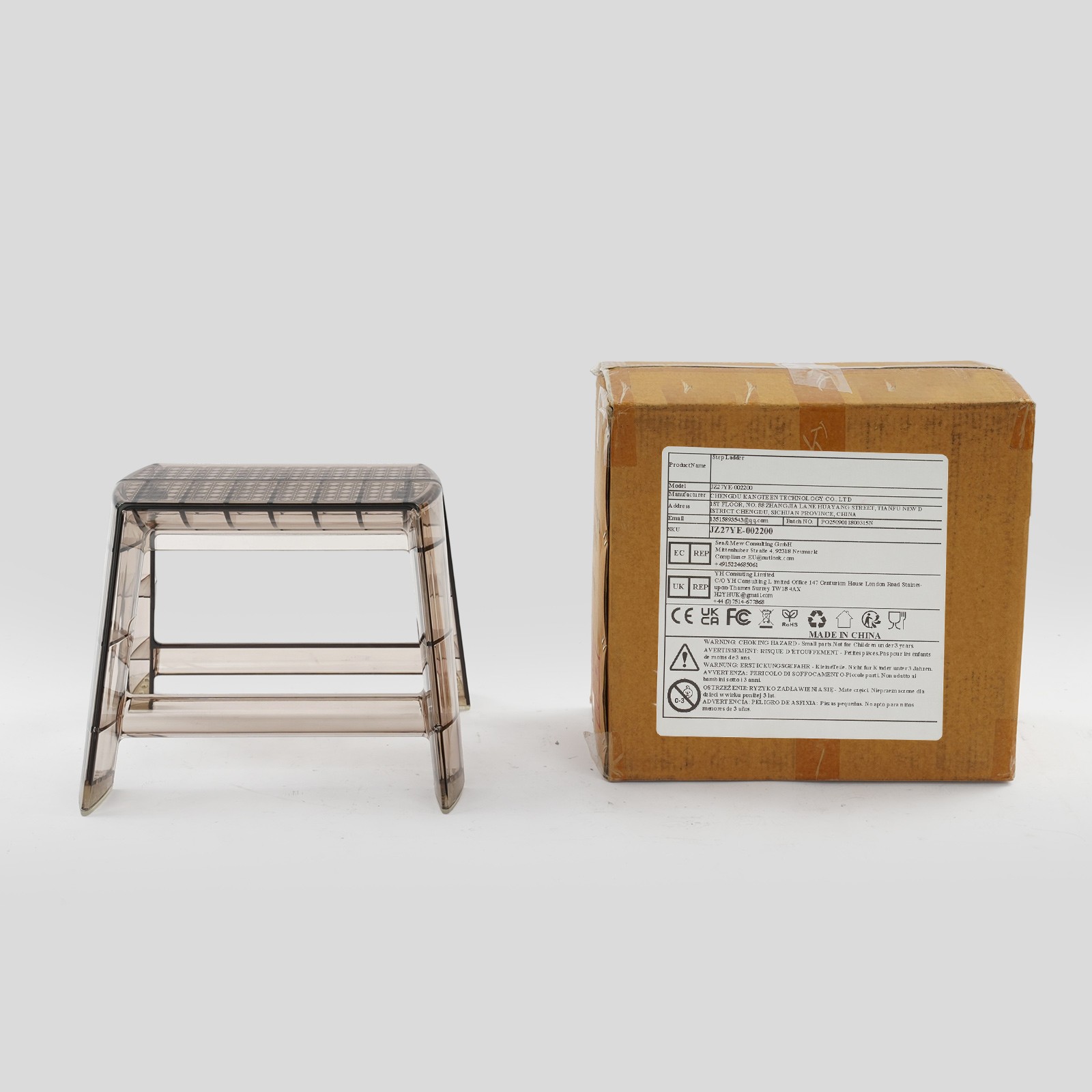 Protable Step Ladder, Step Stool for Adults, Clear Stool for Indoor Outdoor