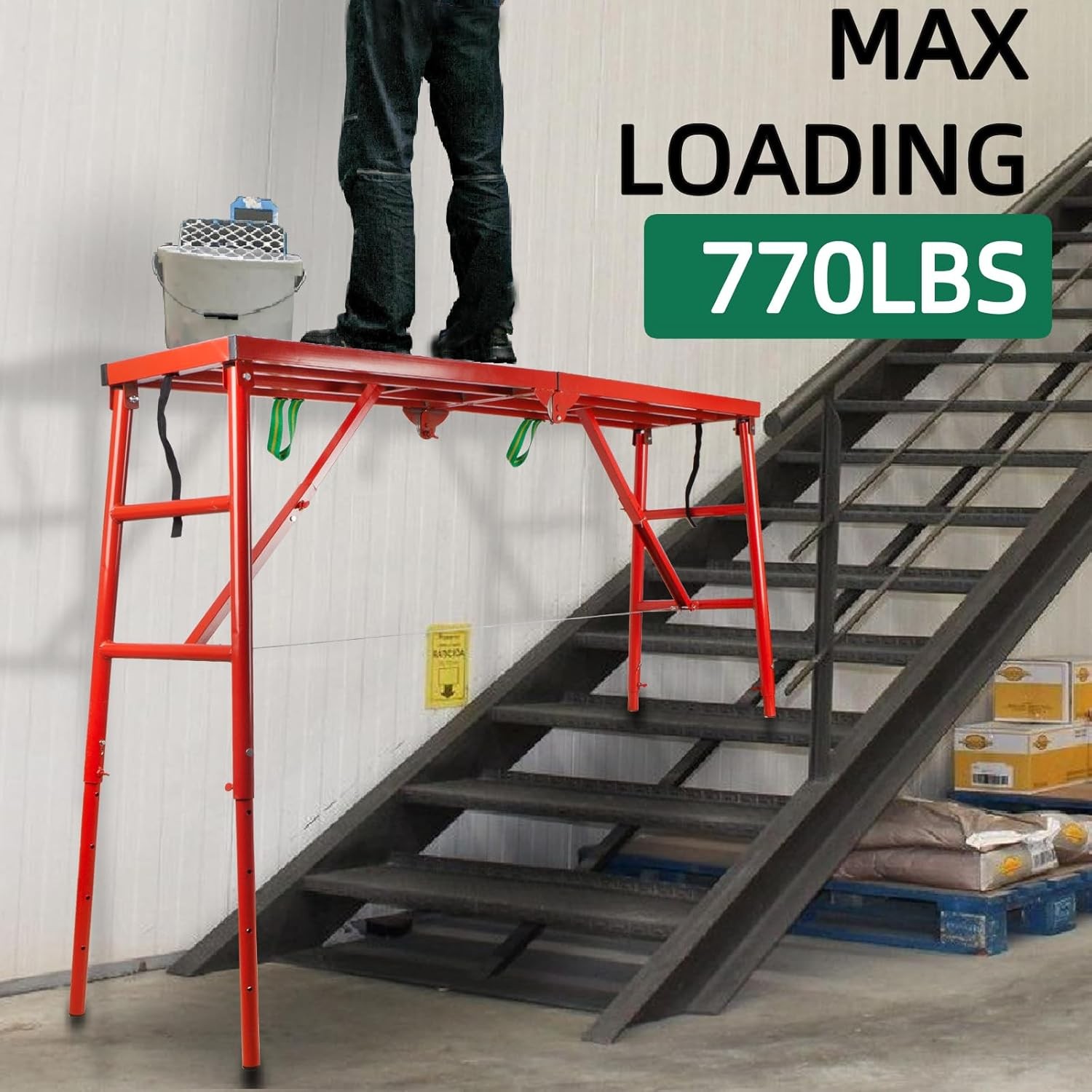NETRCRHOM Folding Scaffolding Platform, 71(L) x15.7(W) x51(H)”770 Lbs
