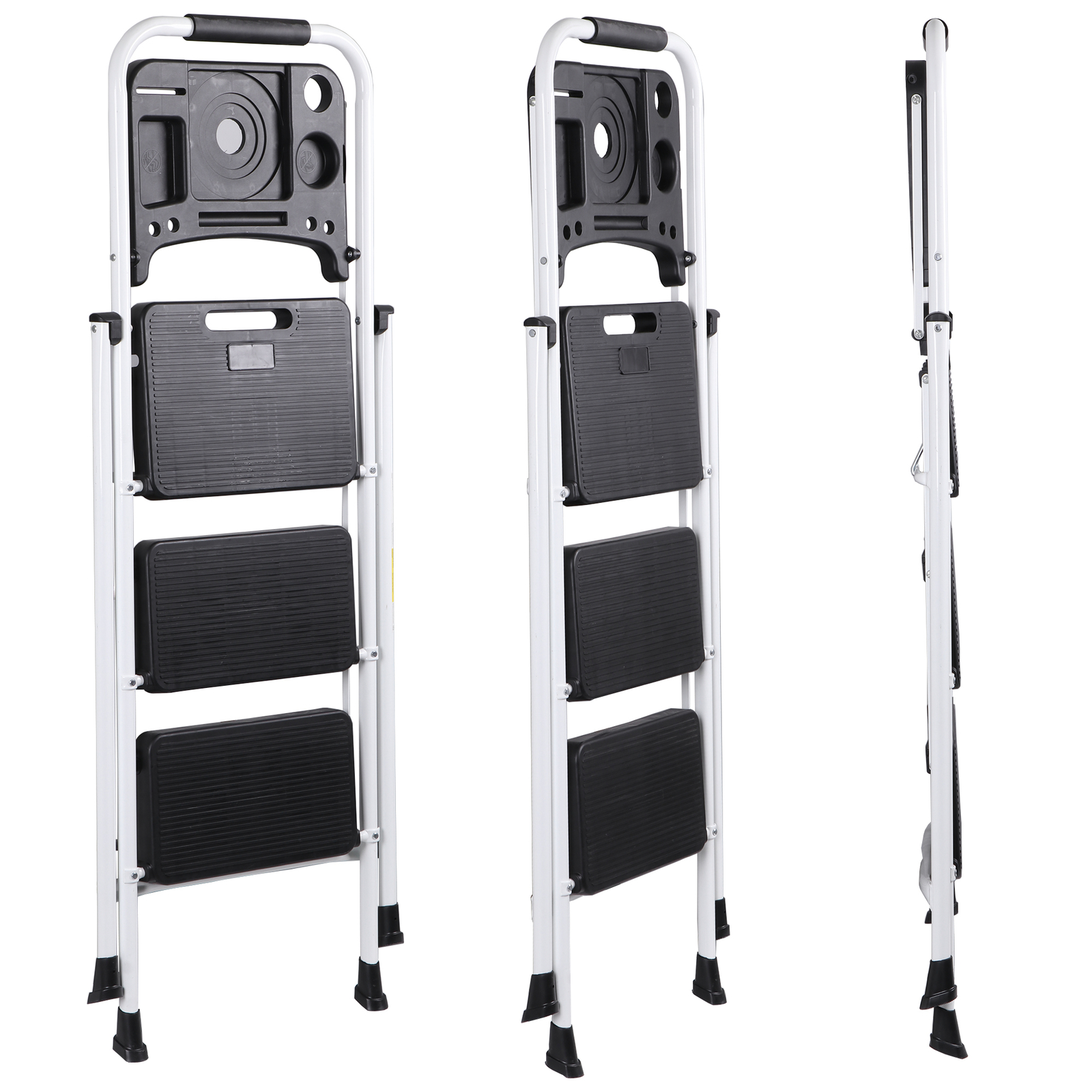 3 Folding Step Ladder w/ Wide Non-Slip Pedal & Comfort Handgrip for Household