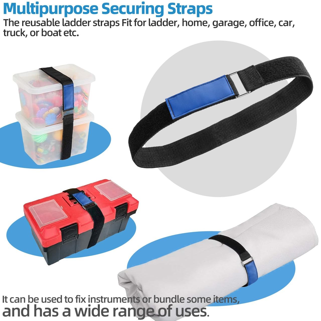 Ladder Rack Tie Down Straps, Adjustable Multipurpose 33″ L x 2″ W, Black