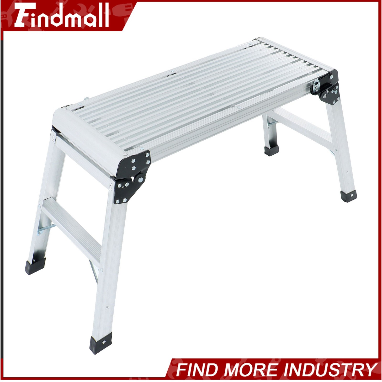 Findmall Aluminum Step Stool Non-slip Folding Work Platform 330lb Drywall Ladder