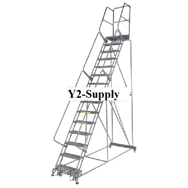 NEW! Grip 24″W 6 Step Steel Rolling Ladder 14″D Top Step- Lock Type B!!