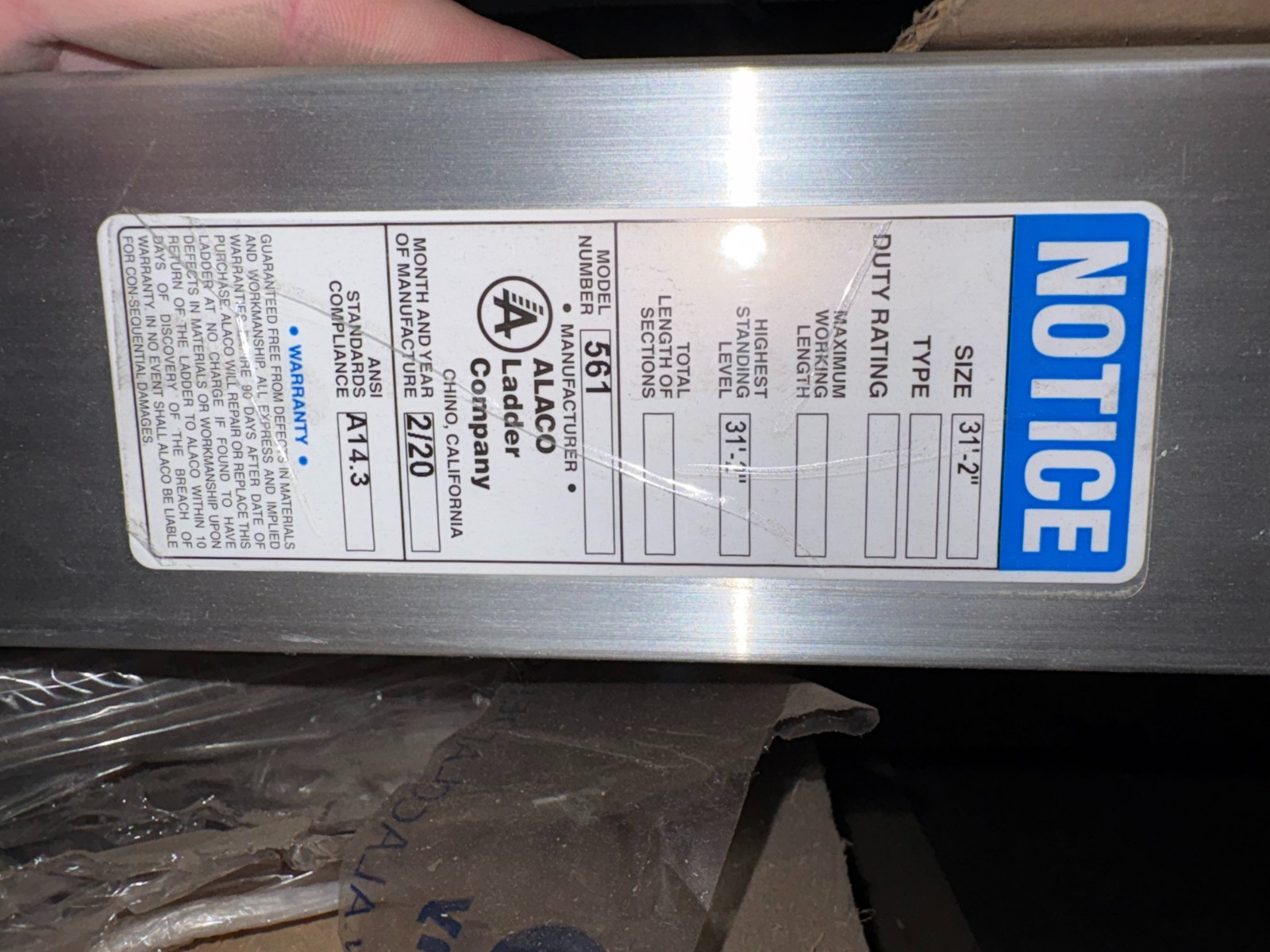 ALACO Ladder Model 561 31.5 feet