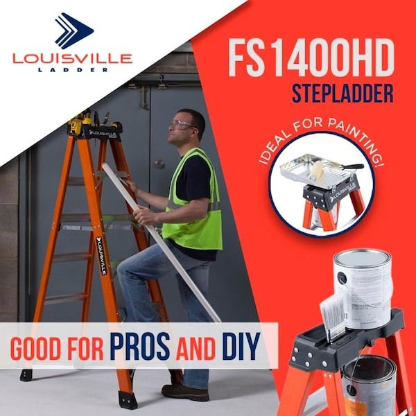 Louisville Fs1406hd 6 Ft Fiberglass Stepladder, 375 Lb Capacity