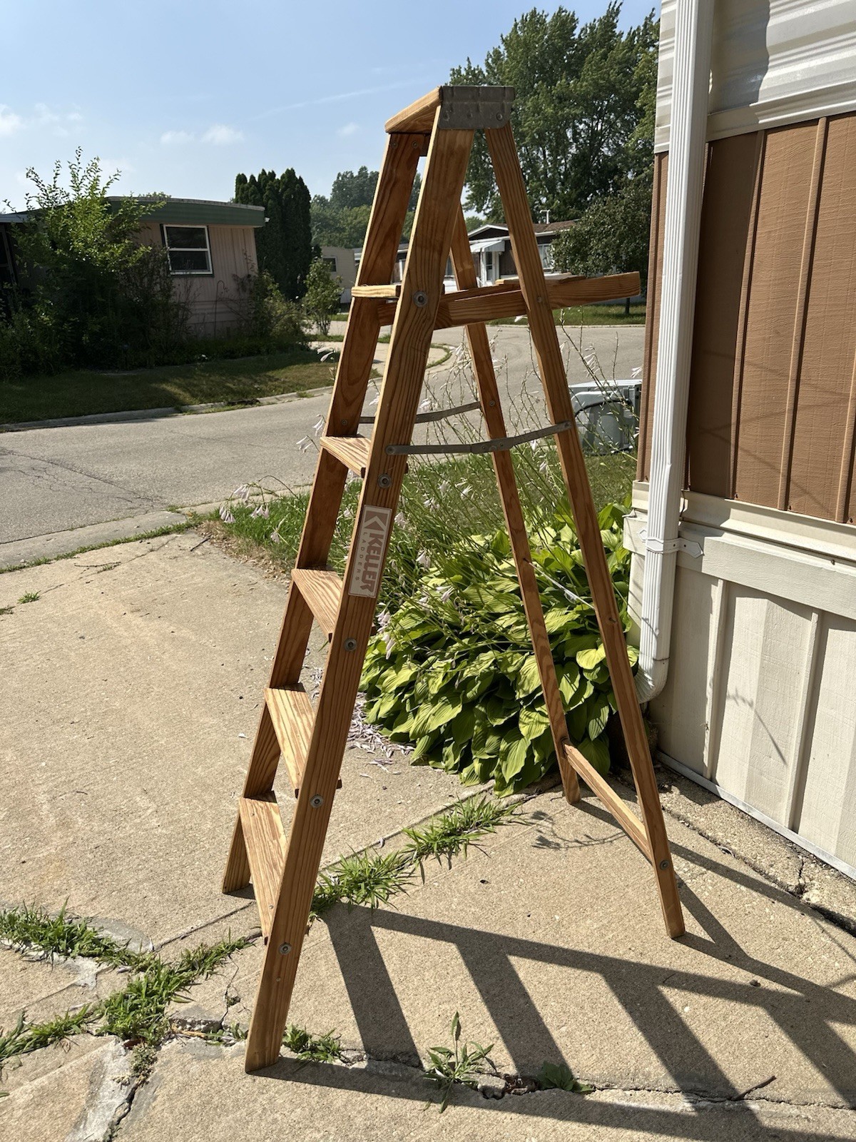 Vintage KELLER 6’ Foot Wooden Folding A-Frame Step Ladder – 6 Steps Farmhouse