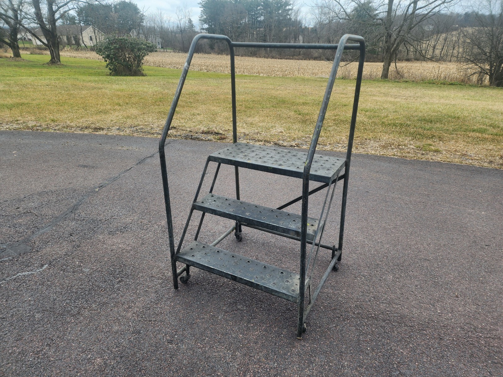 3 Step Rolling Metal Warehouse Ladder/Steps