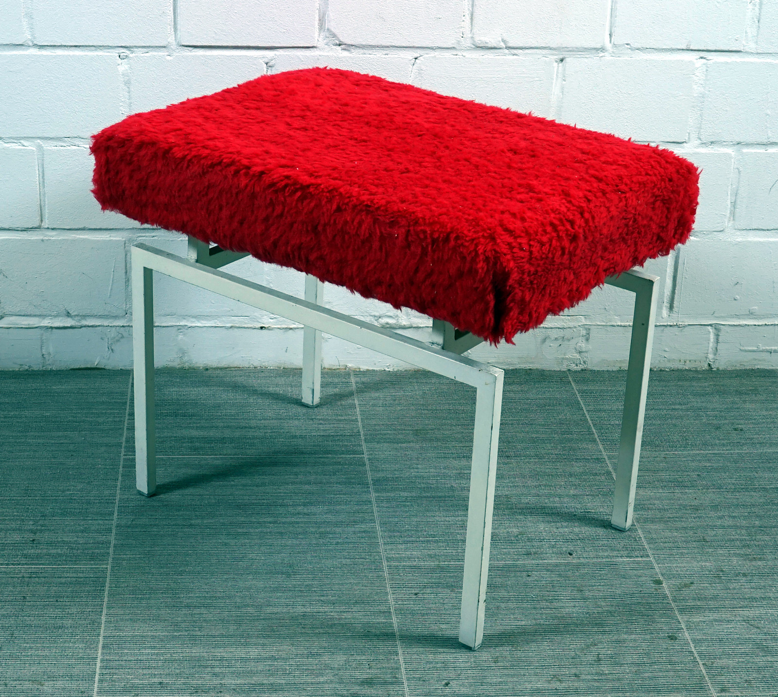 Rare COR Folding Stool Footstool Step Ladder Metal Fabric Vintage 1960s