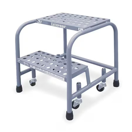 Cotterman 1002N1818a6e10b3c1p1 20 In H Steel Rolling Step, 2 Steps, 450 Lb Load