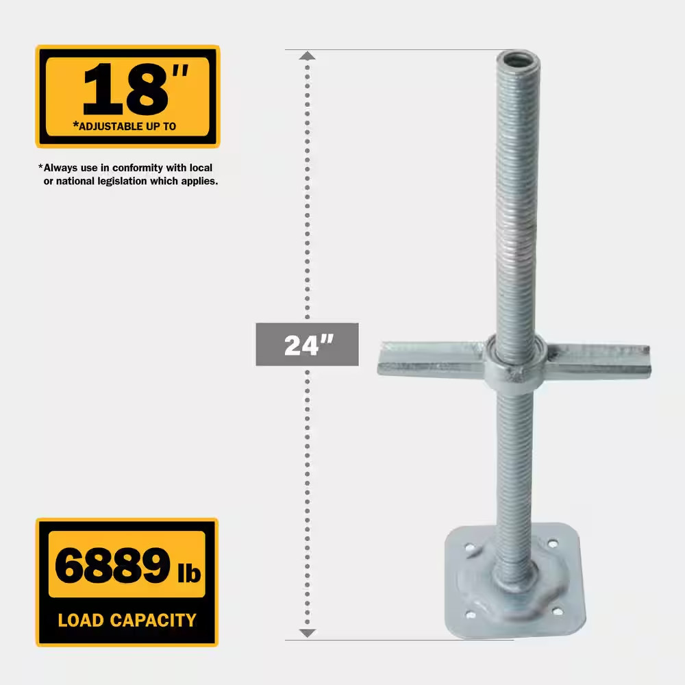24-Inch Galvanized Steel Adjustable Leveling Jacks with Heavy-Duty Base Plate…