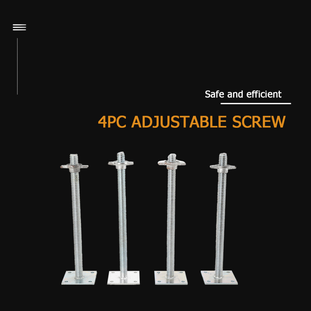 Adjustable Leveling Jacks 18″ Scaffolding Solid Screw Jack with Base Plate 4Pcs