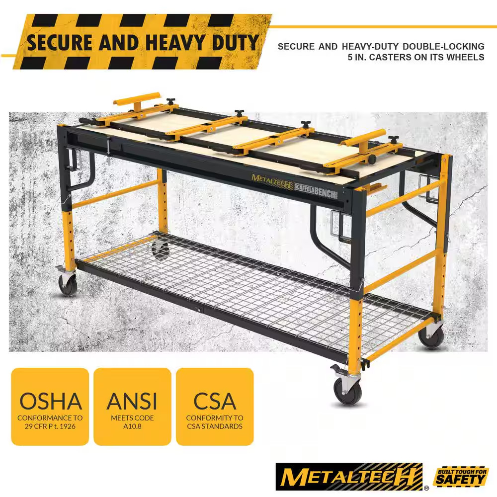 3.3 Ft. X 6.23 Ft. X 2.48 Ft. 1 Story Steel Baker Rolling Workbench Scaffold, 11
