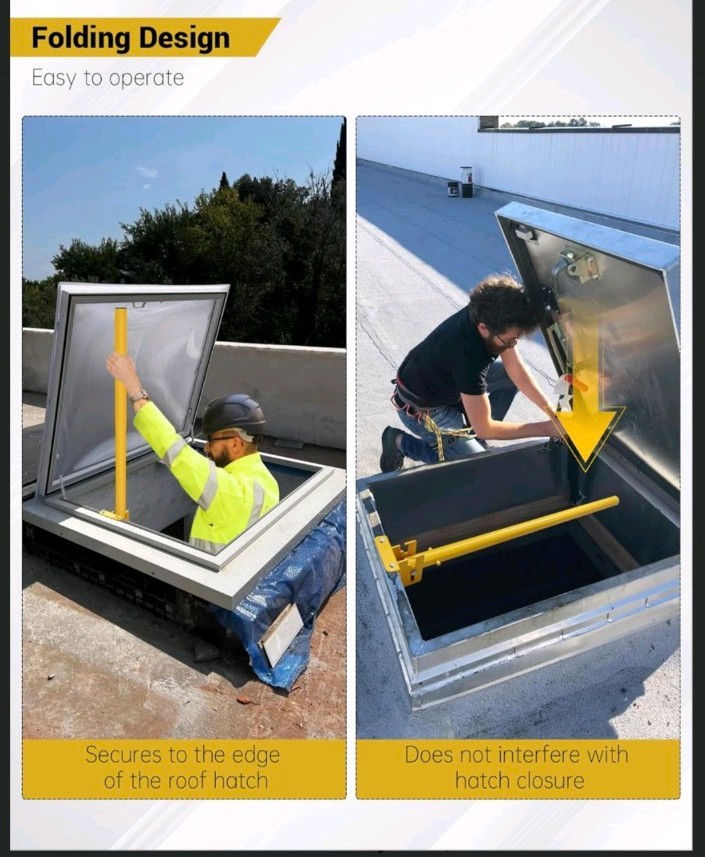 Foldable Roof Hatch Safety Post, Hatch Ladder Extension Hand Assist Safety Rails