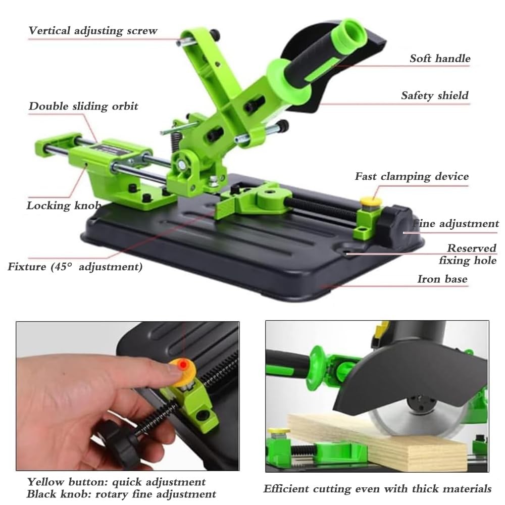 ZWSJLC Upgraded Angle Grinder Stand Sliding DIY Cutter Support Green+black