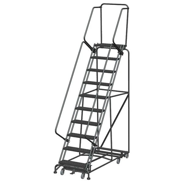 NEW! Ballymore 133in H Steel Rolling Ladder-10 Step Perforated-450lb Load Cap!!