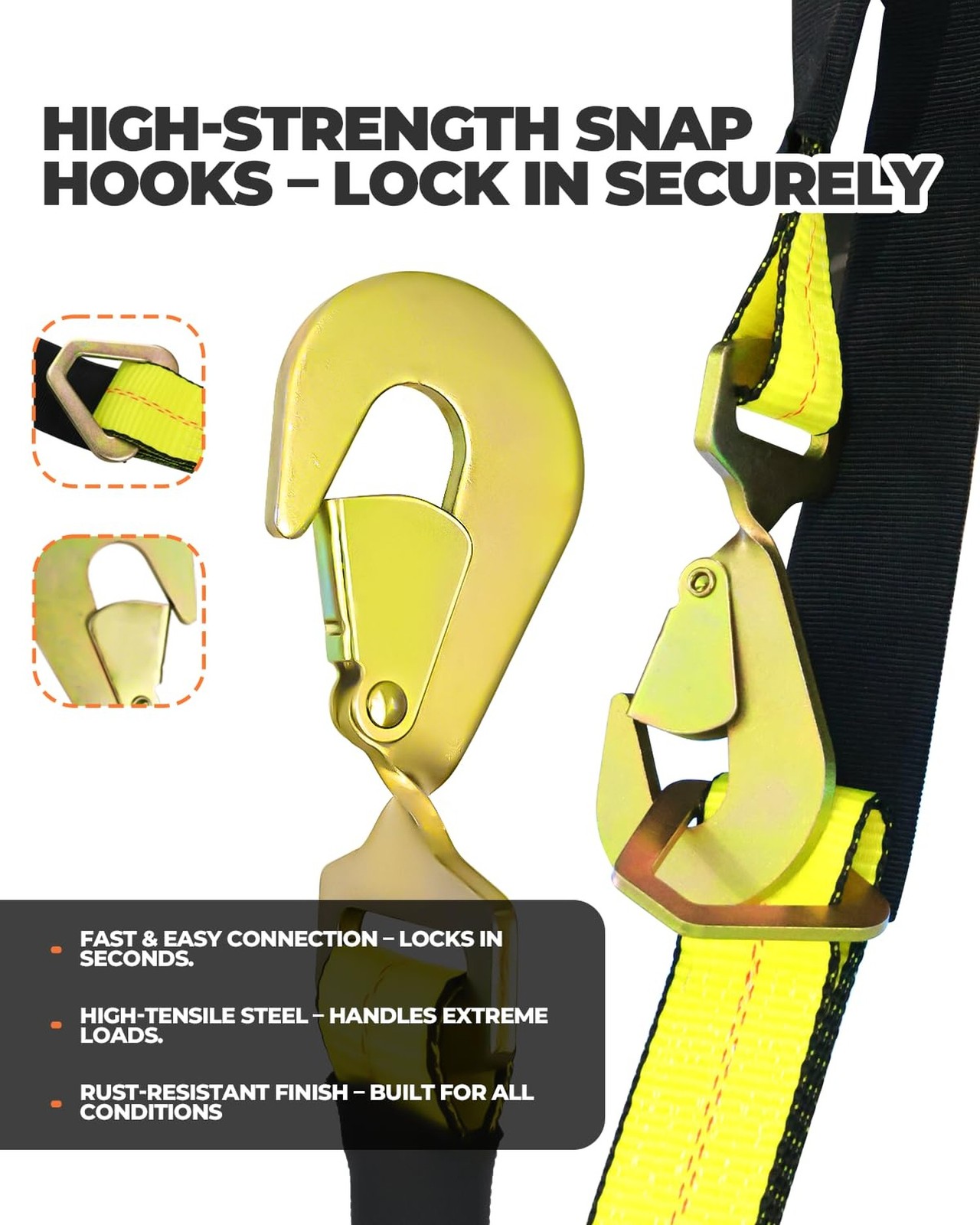 TKK Heavy-Duty V-Bridle Tow Strap 2″ x 4′ – 5,400 lbs Load Capacity | Snap