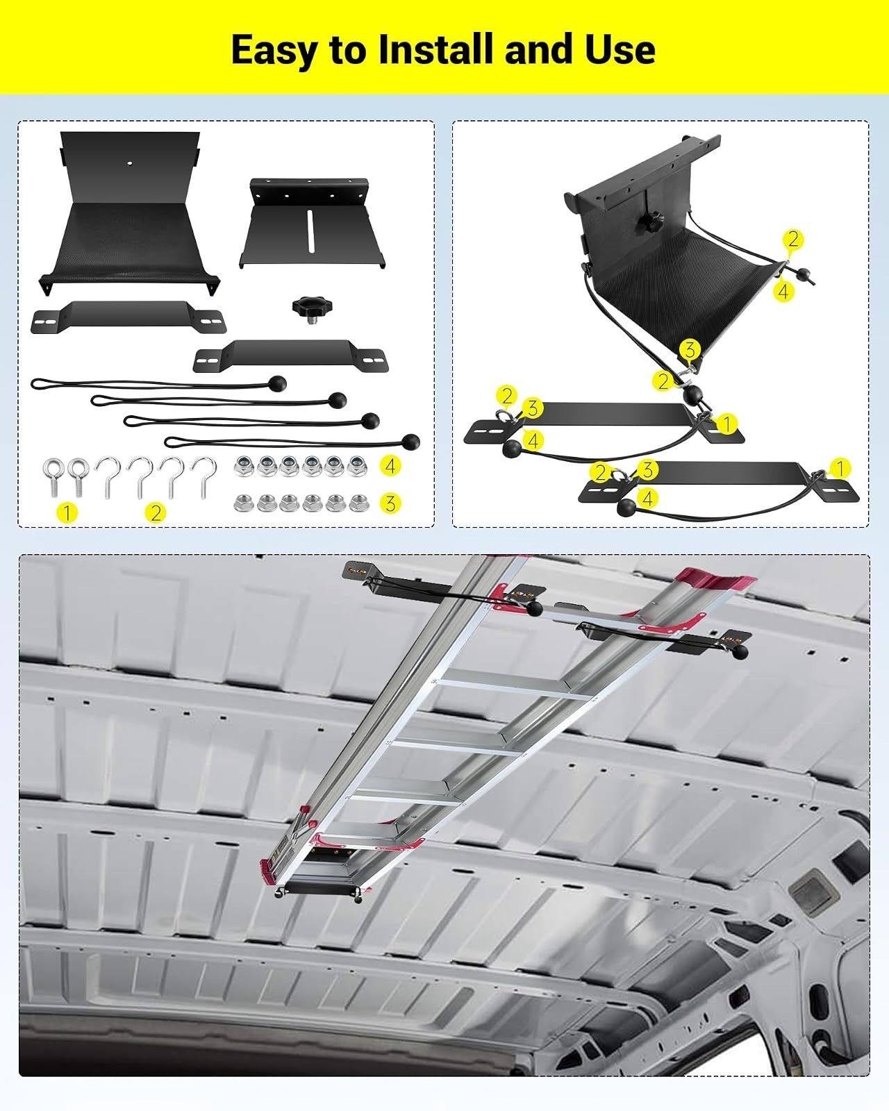 Adjustable Interior Ladder Storage Holder for Van/Trailer/Truck