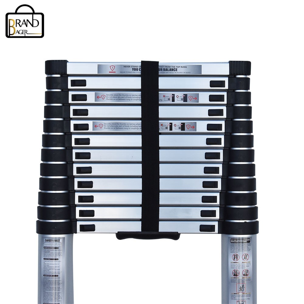 12.5 Feet 330Lbs Safe And Stable Extension Ladder Aluminum Folding Step Ladder