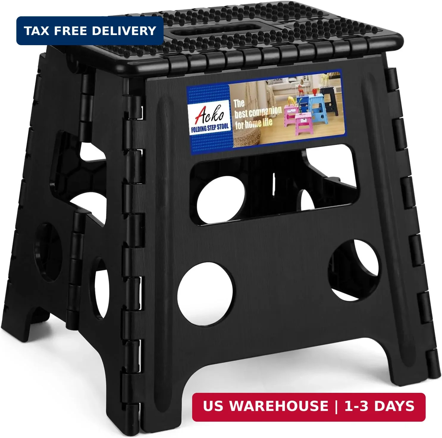 ACKO Folding Step Stool 13 inch Height Premium Heavy Duty Foldable Step Stools f
