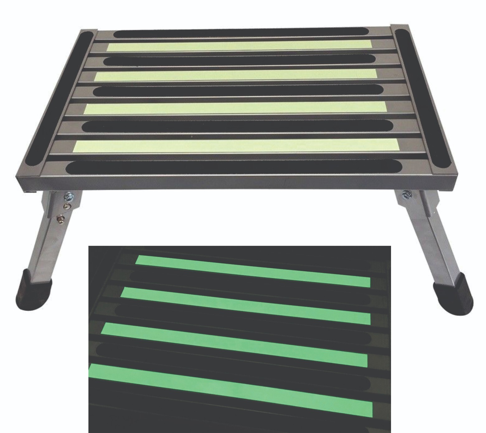 Caravan RV Lightweight Compact ILLUMINATING Folding Platform Step 22cm Height