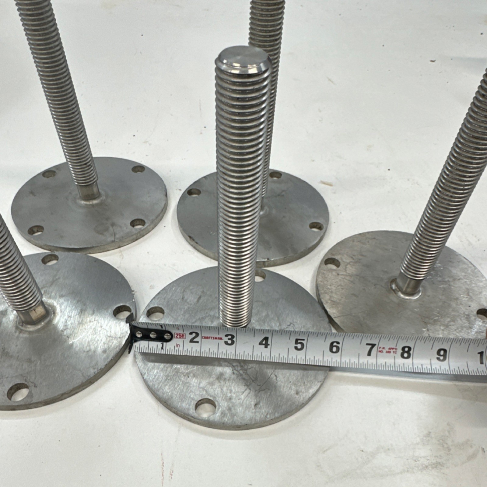 Set of 5 Modular Adjustable Scaffolding Screw Jacks with Base Plates, 5″ Height