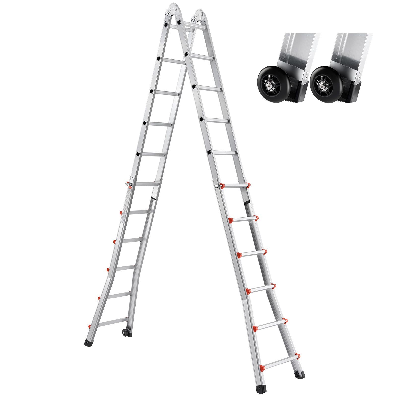 Telescoping Ladder A Frame, 20.5 FT Compact Aluminum Extension Ladder, Multi