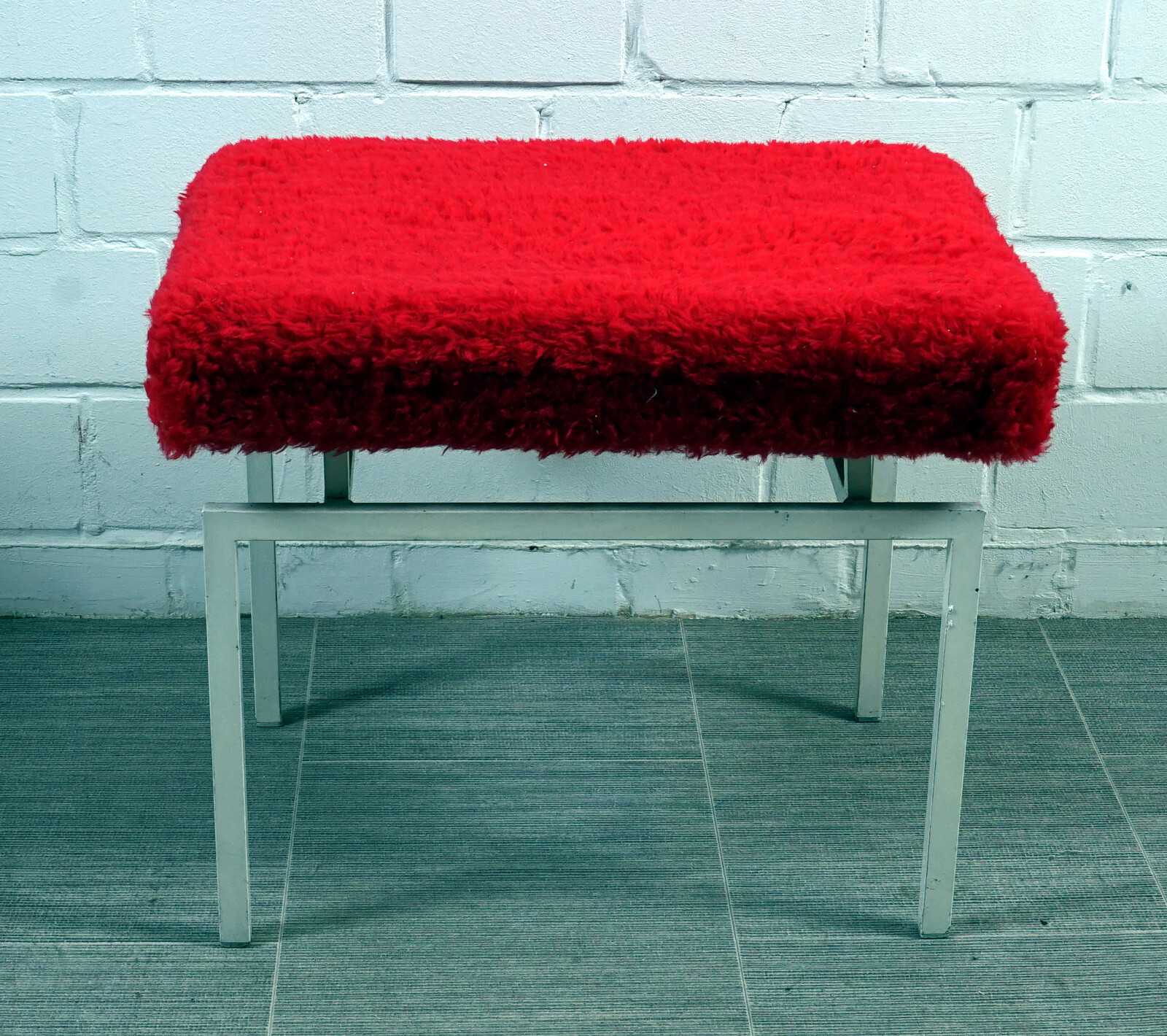 Rare COR Folding Stool Footstool Step Ladder Metal Fabric Vintage 1960s