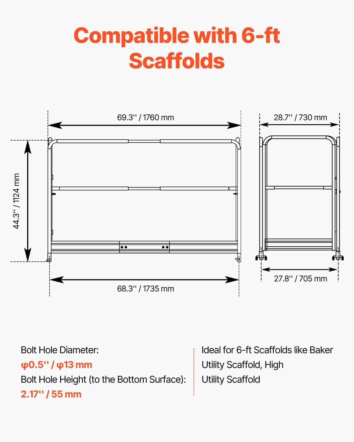 6FT Scaffolding Safety Guardrail – Rustproof Carbon Steel for High-Altitude Work