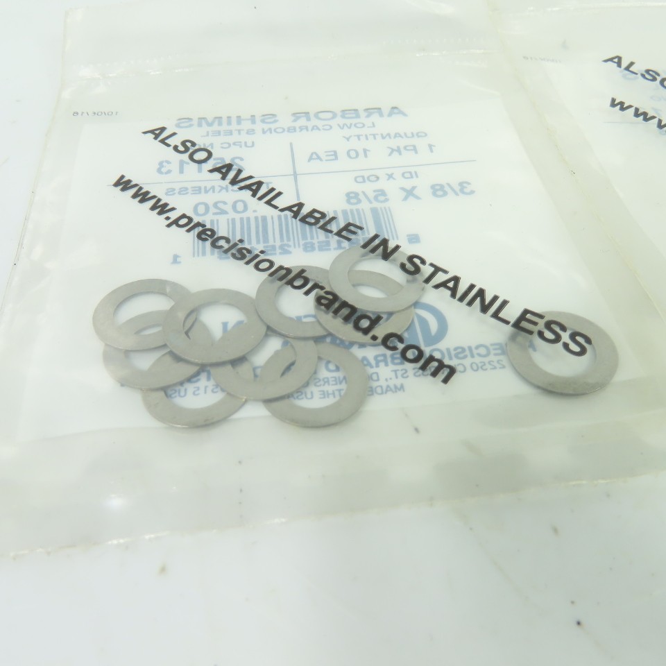 Precision 25113 Arbor Shims 3/8″ ID x 5/8″ OD x 0.020″ Low Carbon Steel Lot/20