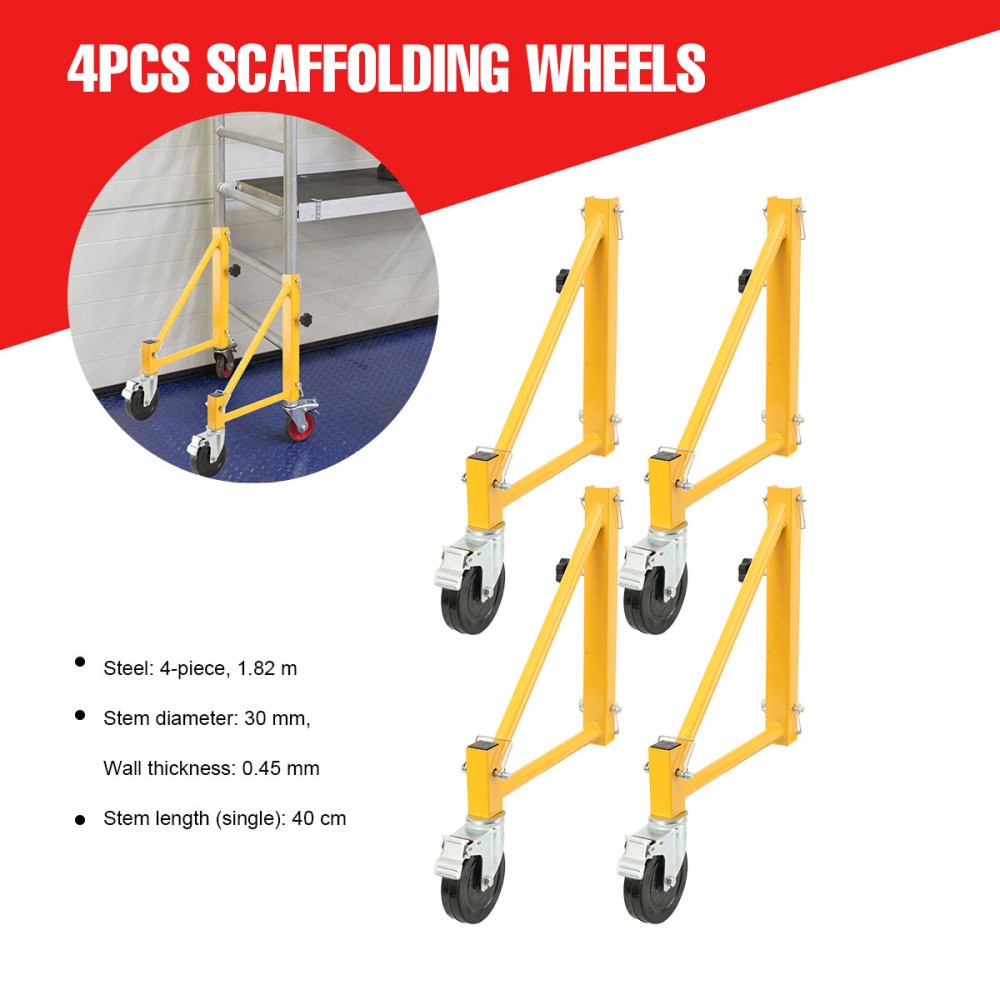 4PCS Baker Scaffold Outriggers W/5-Inch Locking Casters 1000 lbs Load Capacity