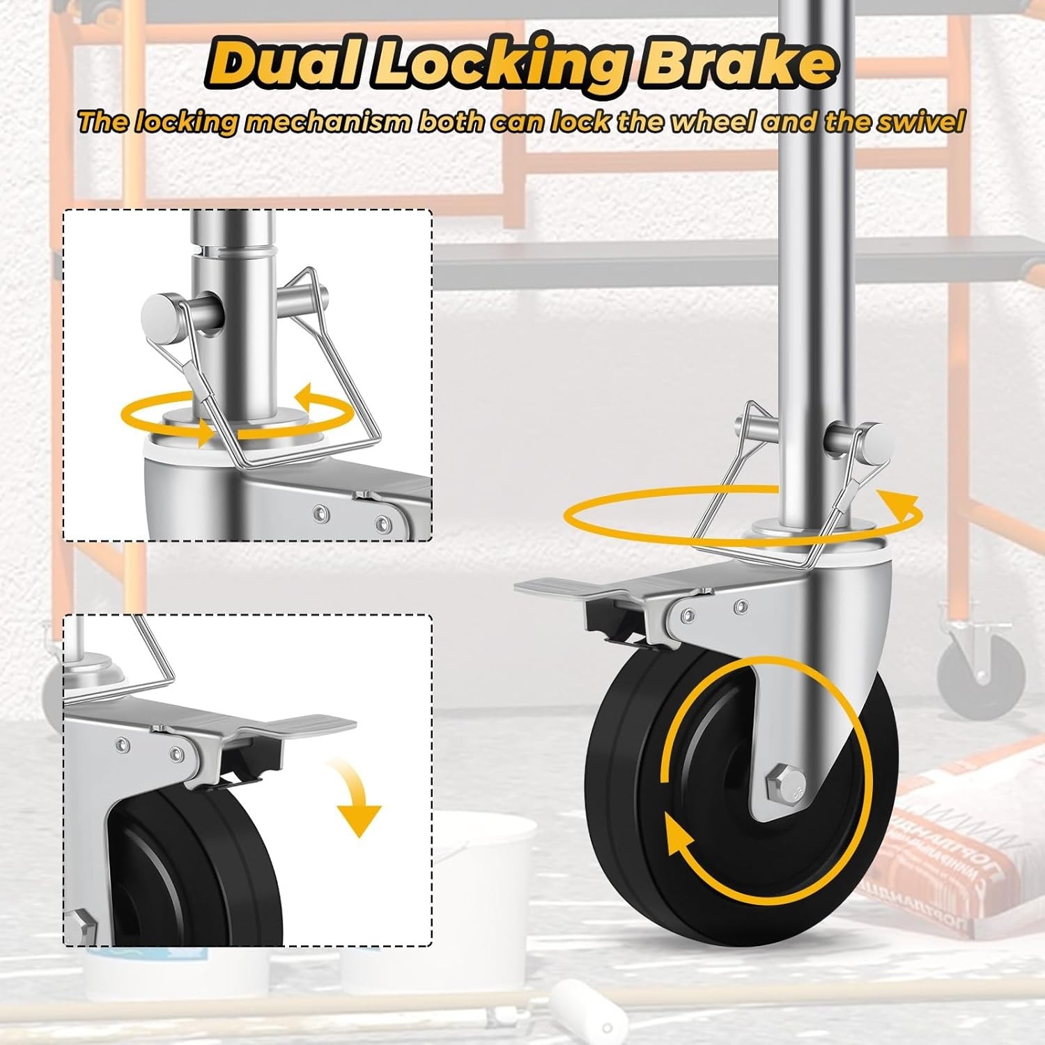 5 inches Scaffolding Wheels Baker Scaffold 1 Inch Set of 4 Swivel Caster Wheels