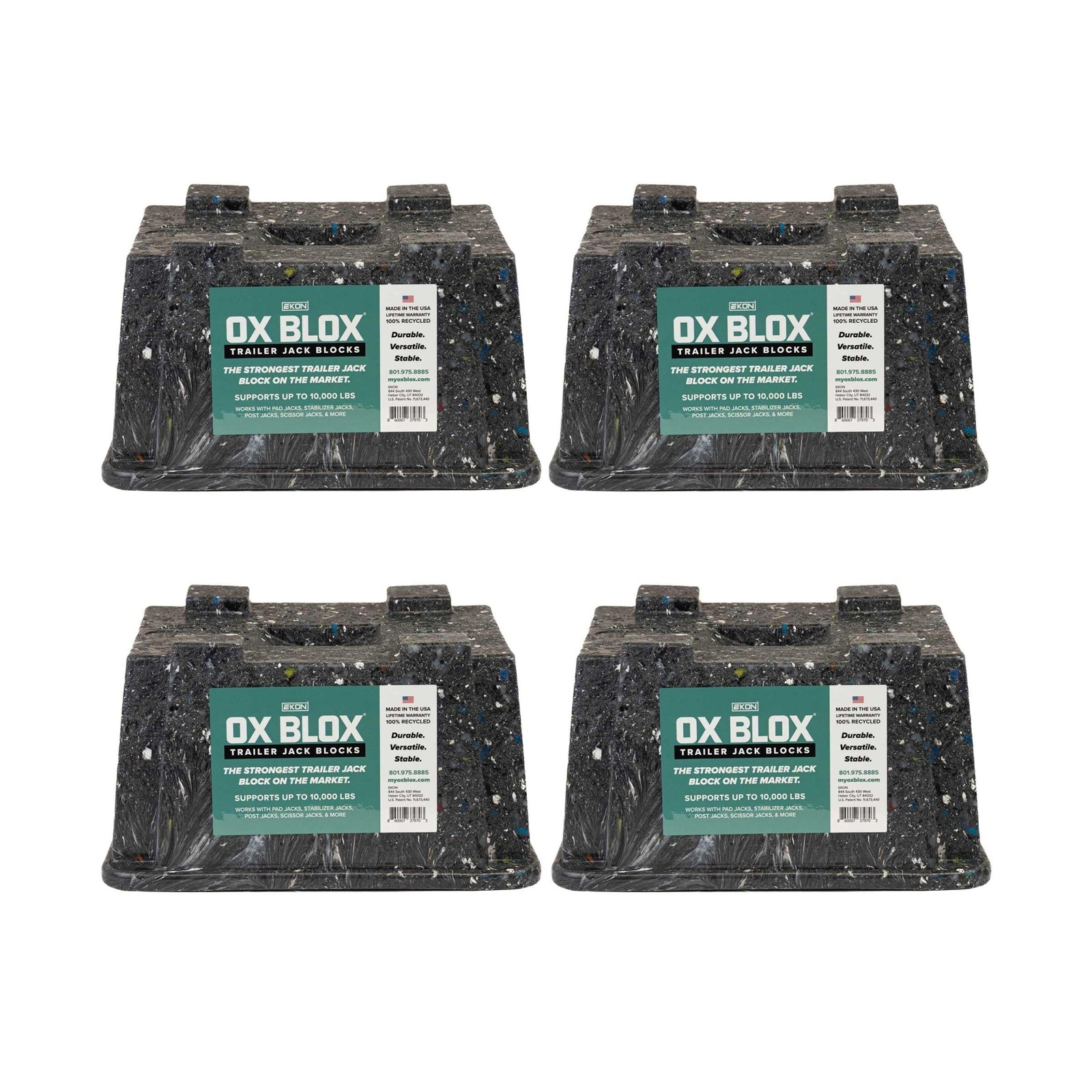 4-Pack OX BLOX Heavy Duty Trailer Jack Block – Made in USA RV Leveling Blocks…