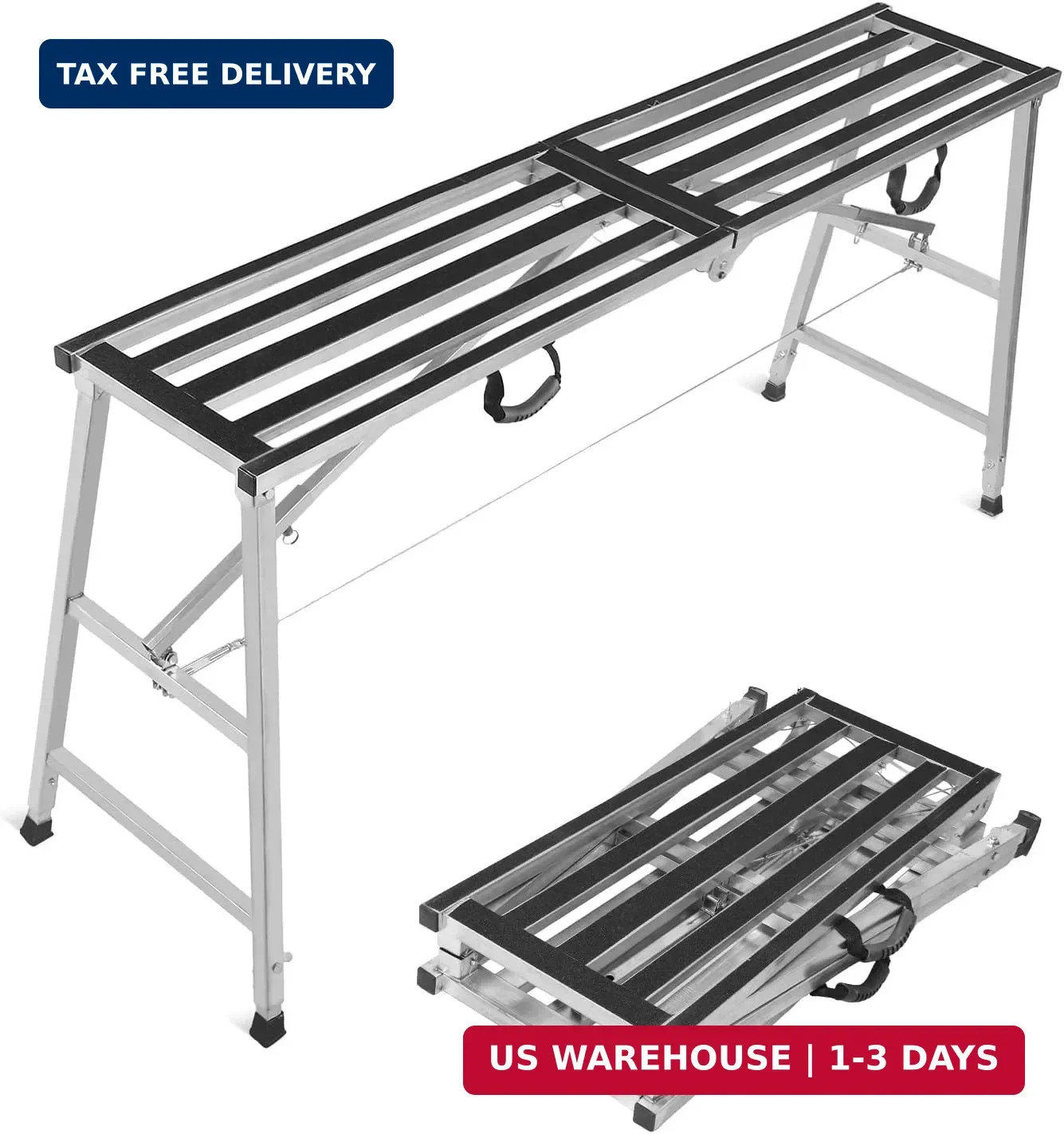 Scaffolding Platform 800LBS Folding Work Platform Height Adjustment 35-55″(H) Po