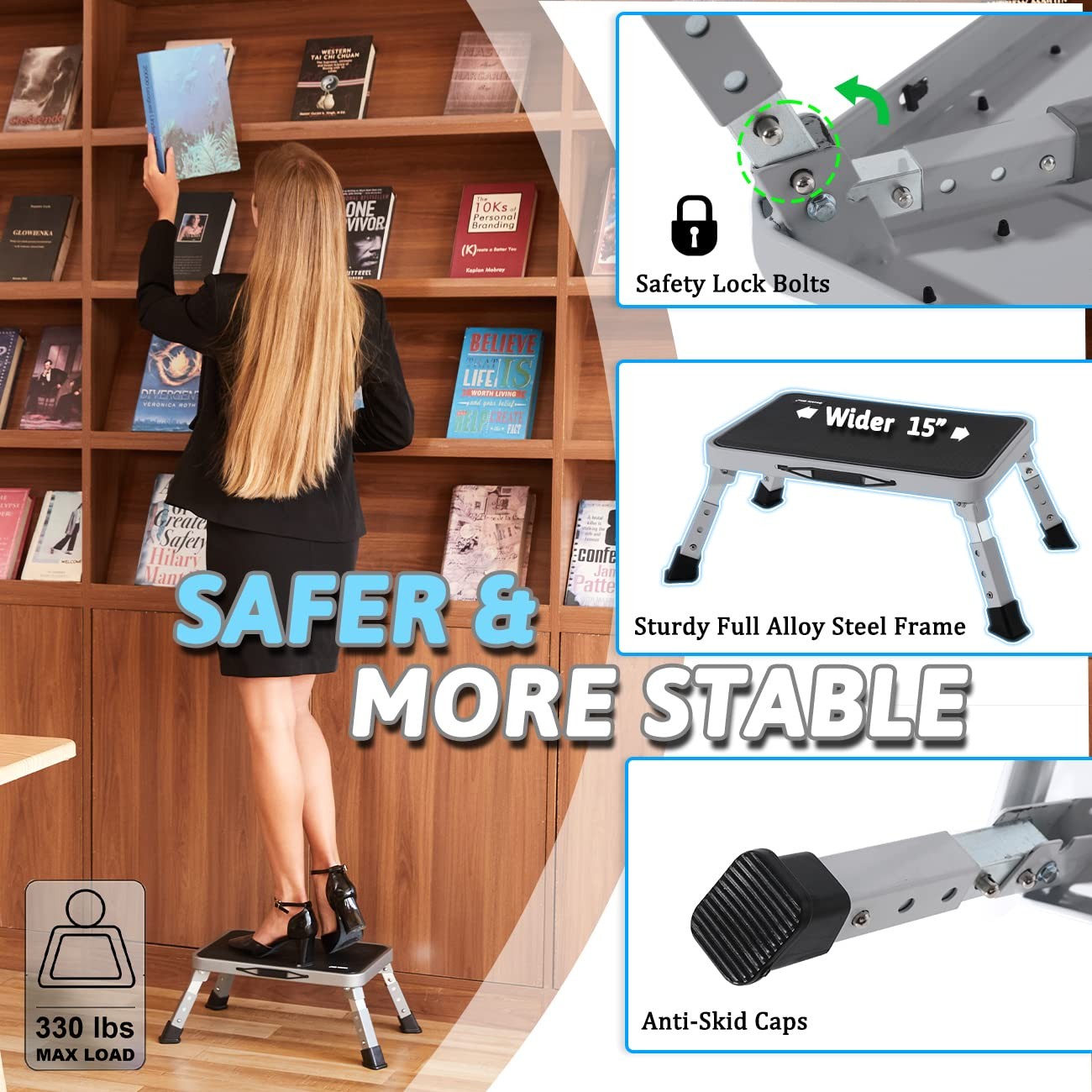 Double Elite 3 Levels Adjustable 3 Height 7/8/9″, Gray/Black