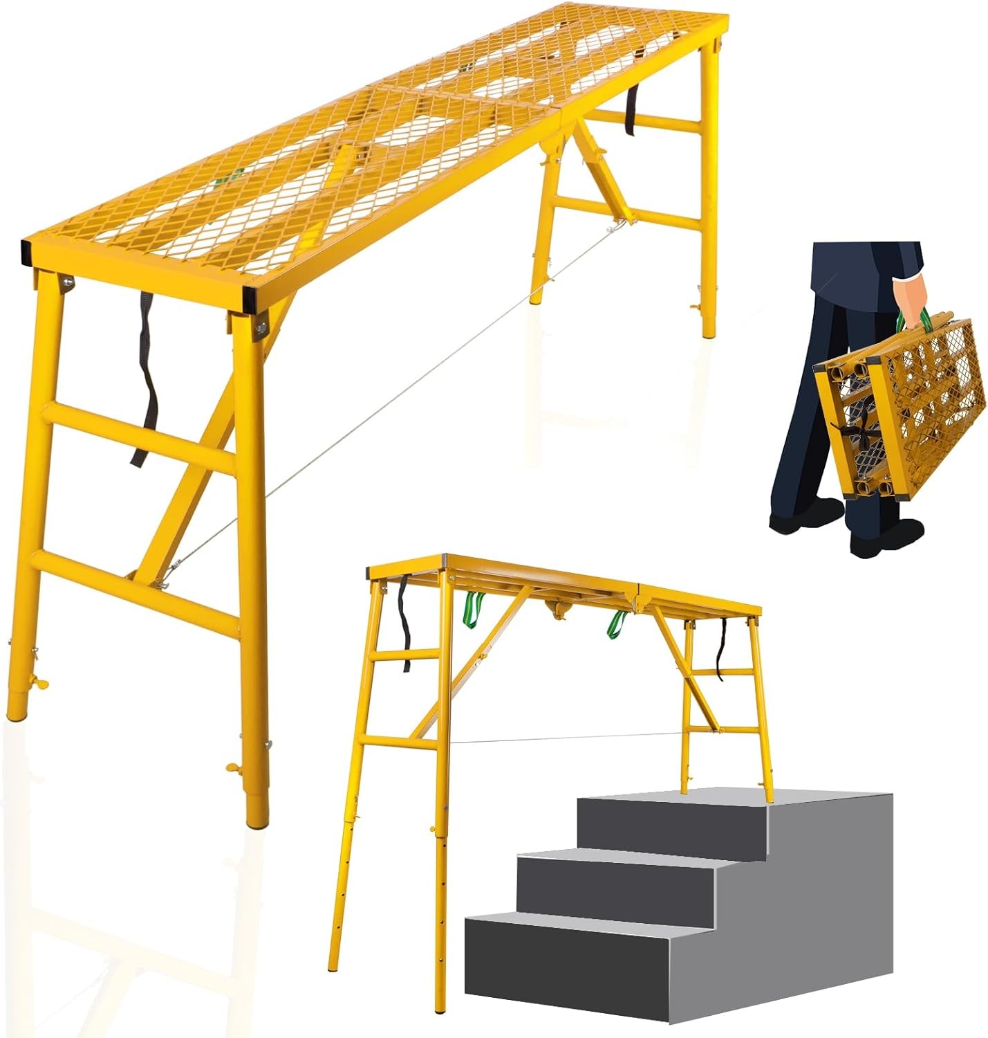 NETRCRHOM Folding Scaffolding Platform, 71(L) x15.7(W) x51(H)”770 Lbs