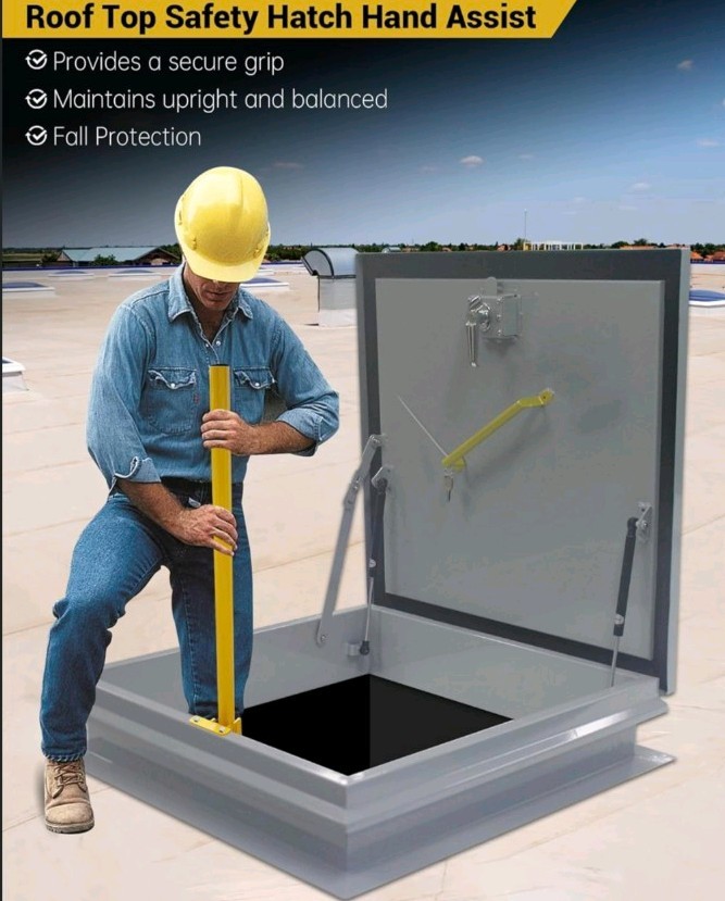 Foldable Roof Hatch Safety Post, Hatch Ladder Extension Hand Assist Safety Rails
