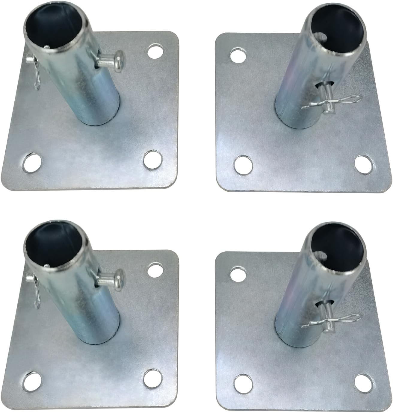 4 PCS Scaffold Base Plates with Pins for Baker Style Scaffolding, Galvanized
