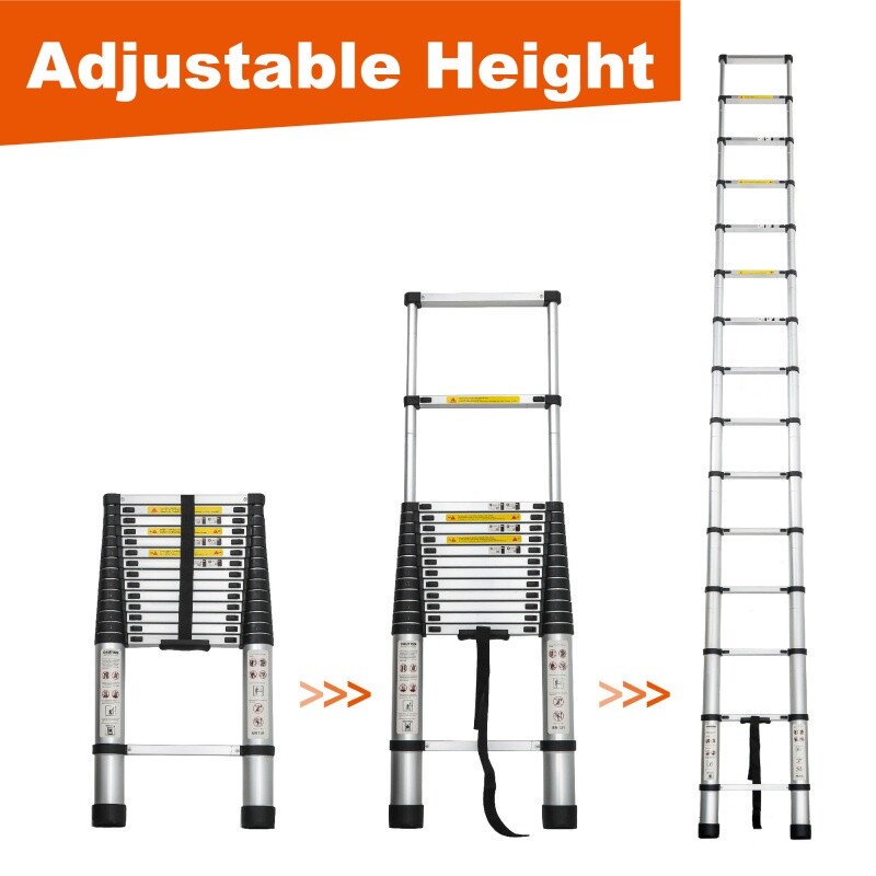 14.5FT Telescoping Ladder Aluminum Folding Telescopic Extension Ladder Portable