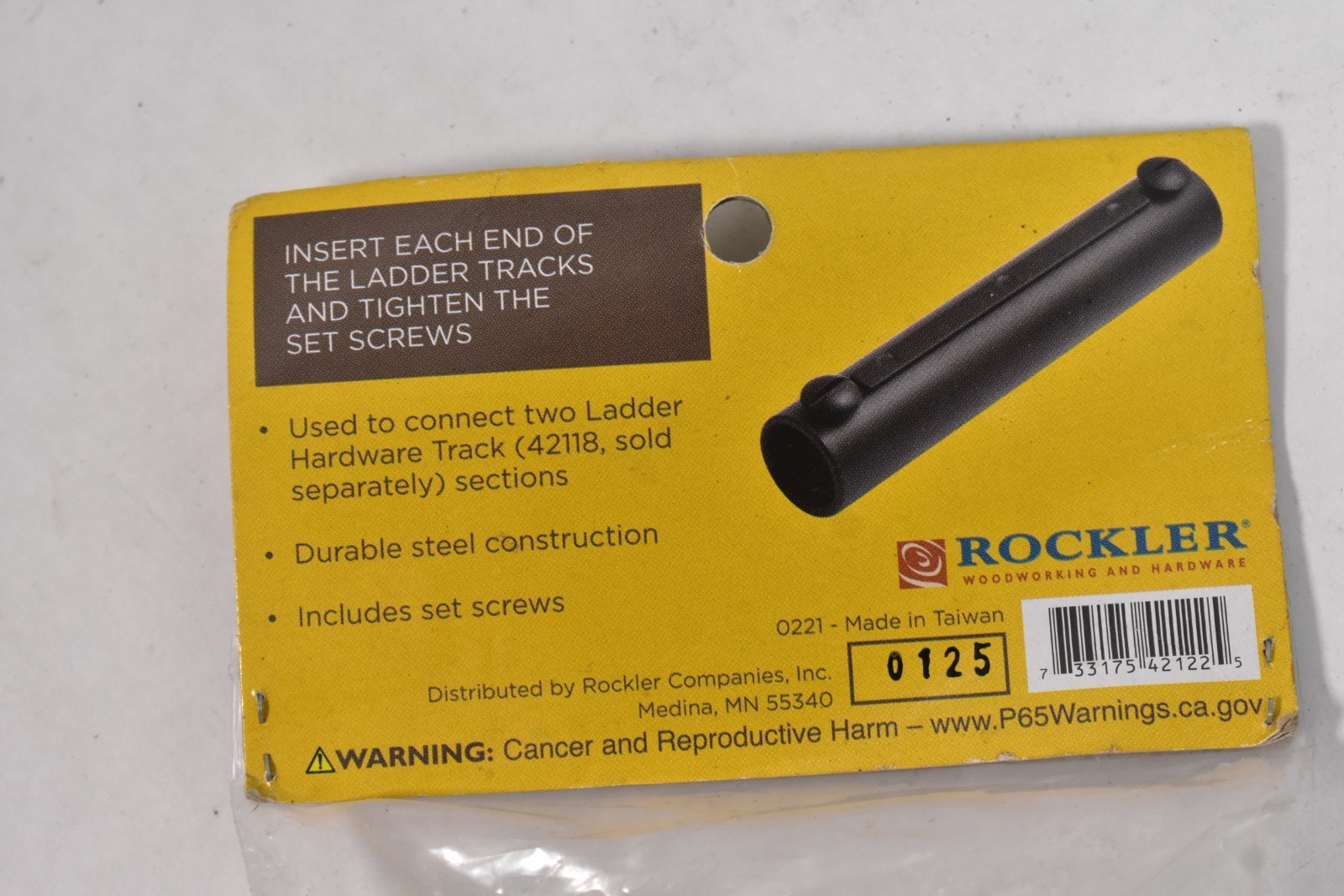 Rockler Semble Rolling Ladder System Black Track Union Connector For 42118