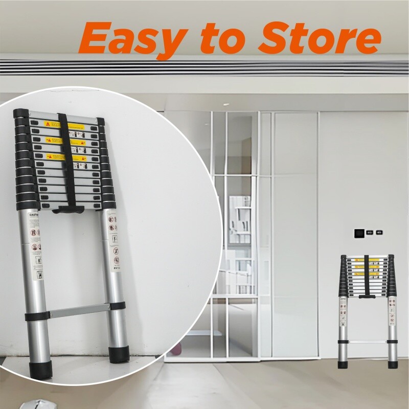 12.5FT Telescoping Ladder Aluminum Folding Telescopic Extension Ladder Portable
