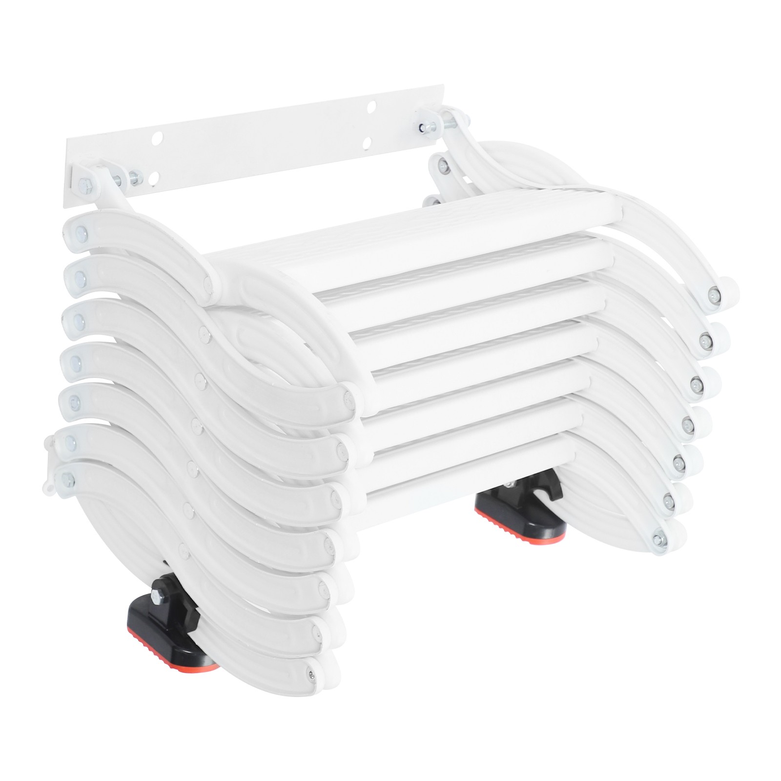 7-Steps Villa Retractable Folding Stair Wall Mounted Folding Ladder Step Ladders