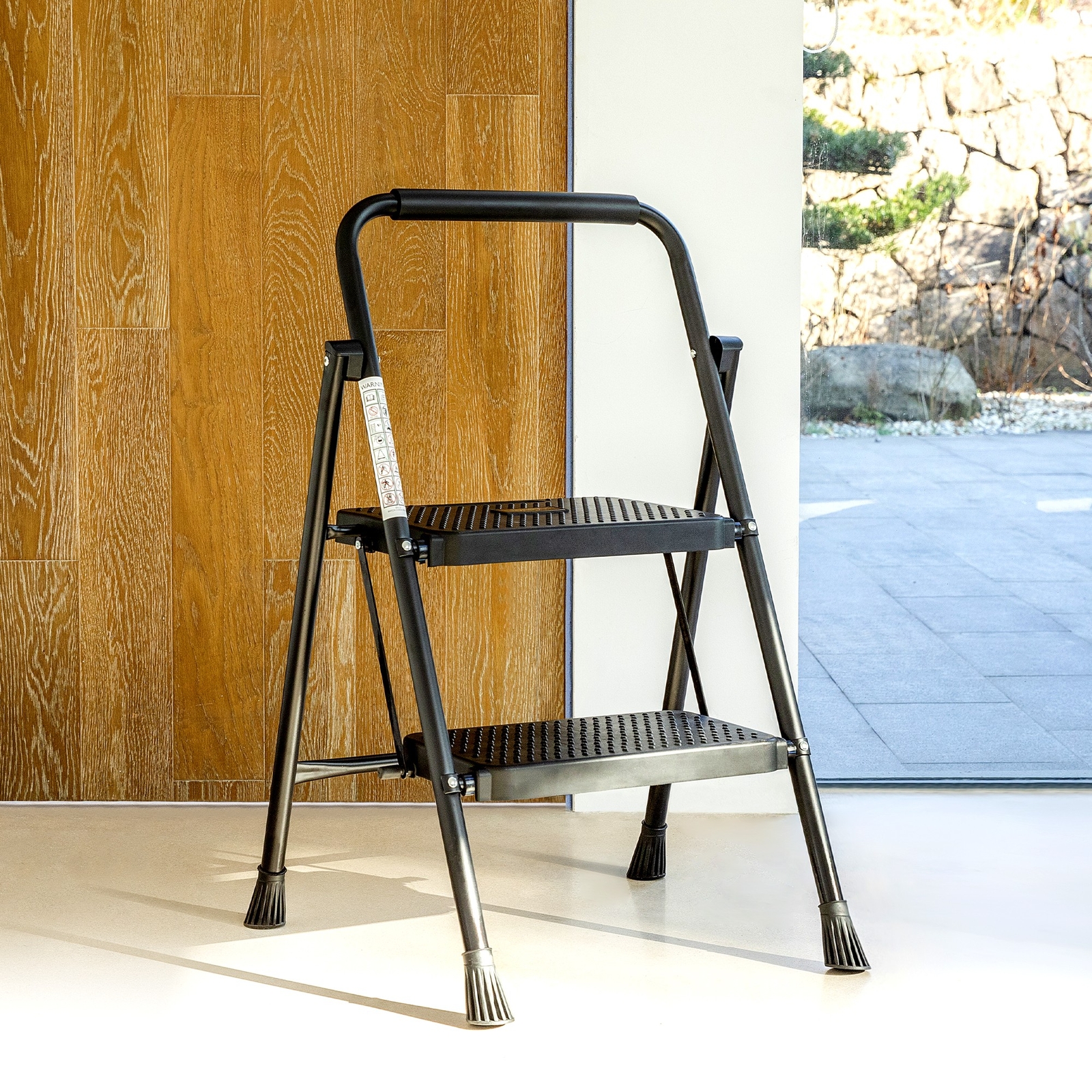 Portable 2/3 Step Ladder – 800lbs with Anti-Slip Pedal and Cushioned Handle